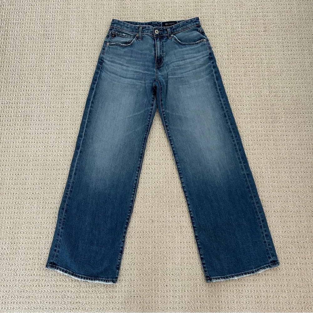 AG Adriano Goldshmied Adria Women’s Low Rise Wide-Leg Blue Jeans size 26